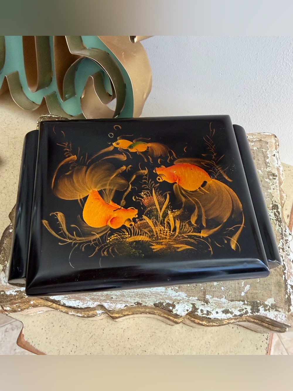 Asian Oriental Style Black Jewelry Box